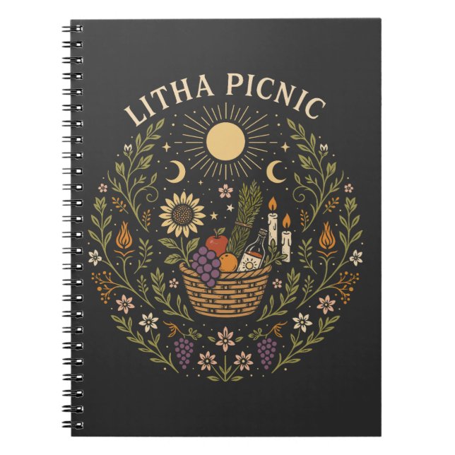 Litha Picnic Summer Solstice Celestial Art Anteckningsbok (Framsidan)