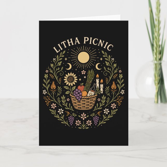 Litha Picnic Summer Solstice Celestial Art Kort (Framsida)