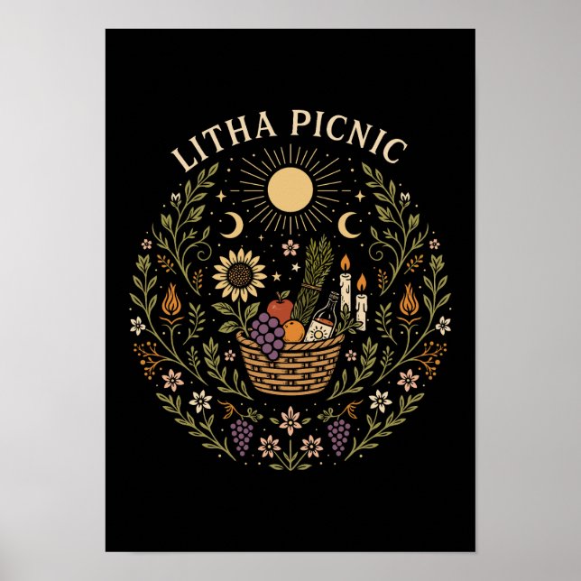 Litha Picnic Summer Solstice Celestial Art Poster (Framsidan)