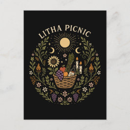 Litha Picnic Summer Solstice Celestial Art Vykort