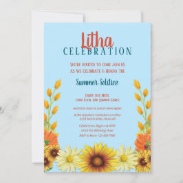 Litha Solstice Solros Daisy Sommar Party Inbjudningar