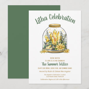 Litha Sommar Blommor Grönska & Citrin Kristaller Inbjudningar
