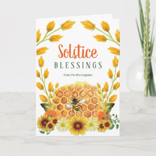 Litha Summer Solstice Blommigt honey Bee Sunblomma Kort