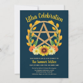 Litha Summer Solstice Guld Star Wicca Sabbat Inbjudningar