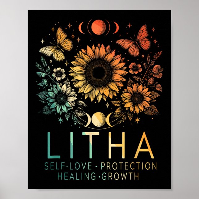 Litha Summer Solstice Midsommar Wheel of the Year Poster (Framsidan)