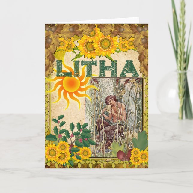 Litha Summer Solstice Pagan Greeting Card Kort (Framsida)