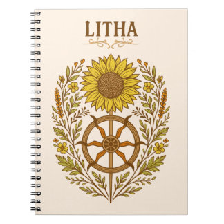 Litha Sunflower Wheel Summer Solstice Celestial Anteckningsbok
