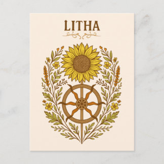 Litha Sunflower Wheel Summer Solstice Celestial Vykort