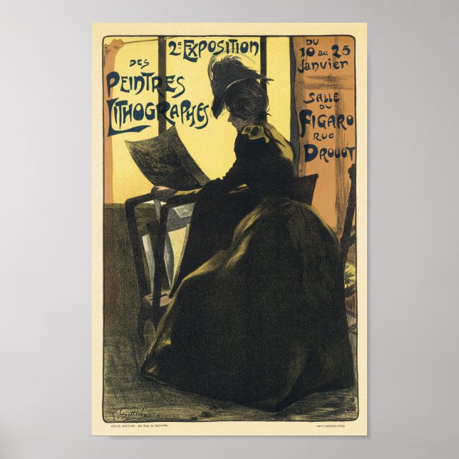 Lithografer Vintage Fransk Reklam Poster (Framsidan)