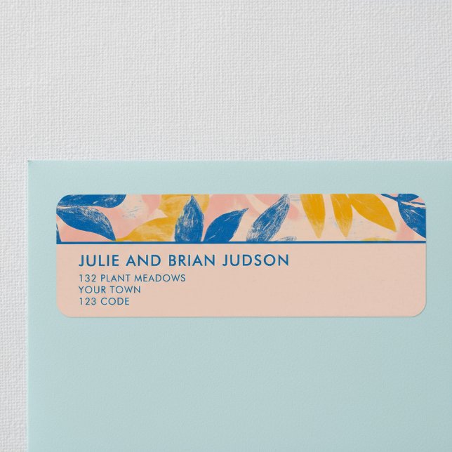 Lithograph leafy gräns returadress etikett (Lithograph leafy border return address label.)