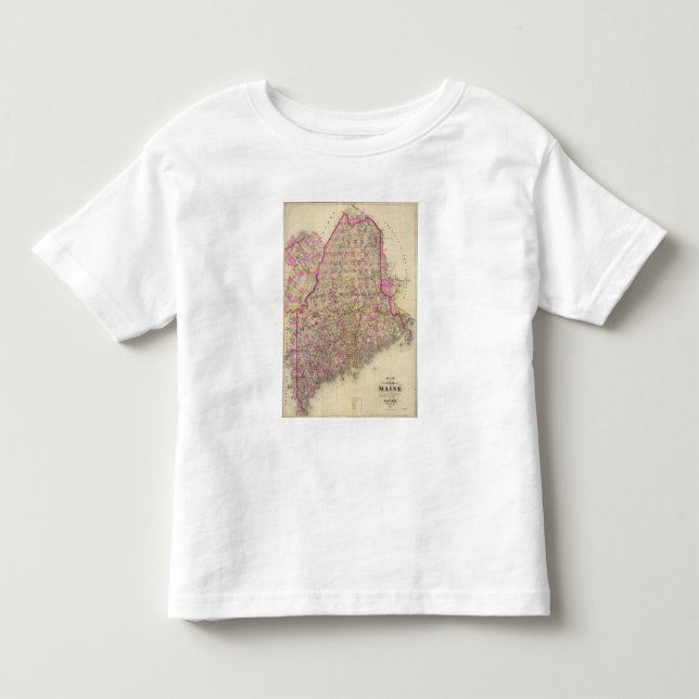 Lithographed karta av Maine T-shirt (Framsida)