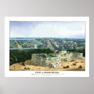Lithographen för 1852 färg - beskåda av Washington Poster