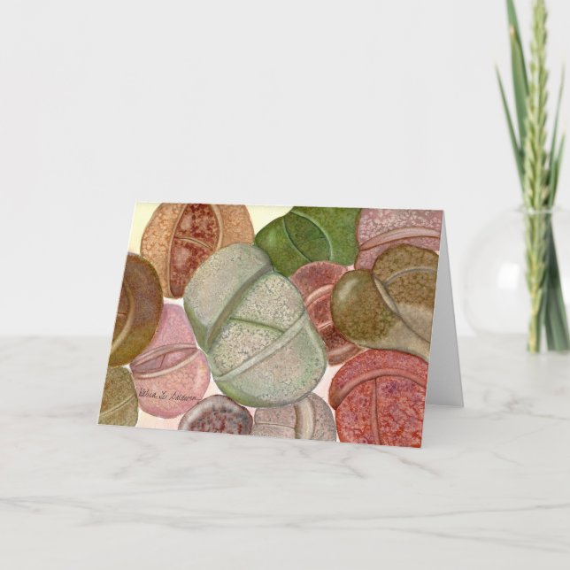 Lithops vattenfärgkort av Debra Lee Baldwin Kort (Framsida)