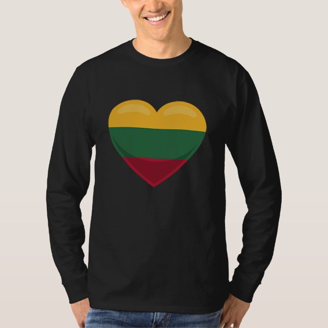 Lithuania Flag Pocket Heart T Shirt (Framsida)