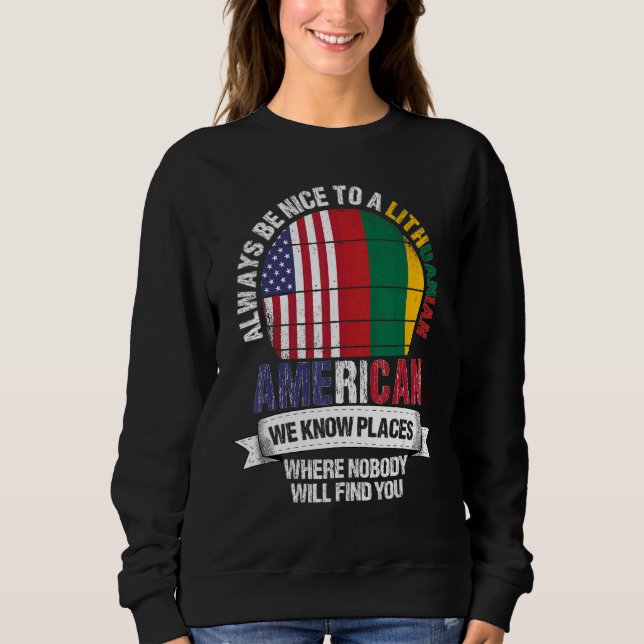 Lithuanian American We know Places where Lithuania T Shirt (Framsida)
