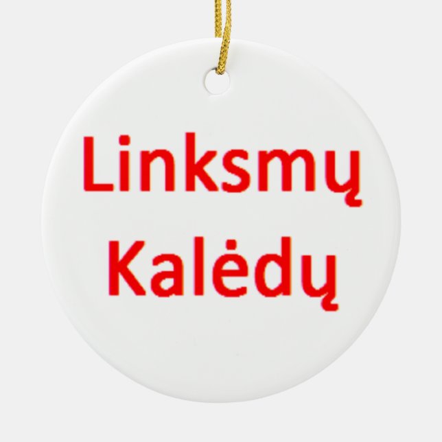 lithuanian linksmy kaledy julgransprydnad keramik (Framsidan)