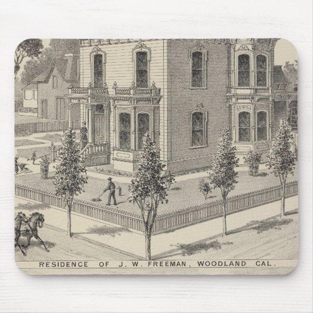 Litografierad trädbebyggelse musmatta (Framsidan)