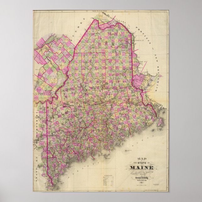 Litografisk Karta i Maine Poster (Framsidan)