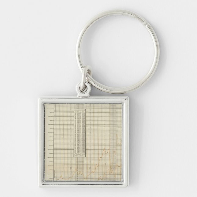 litografiska diagram över finans och handel fyrkantig silverfärgad nyckelring (Framsidan)