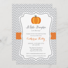 Litte Pumpkin Fall Baby Shower, Orange Neutralt Inbjudningar