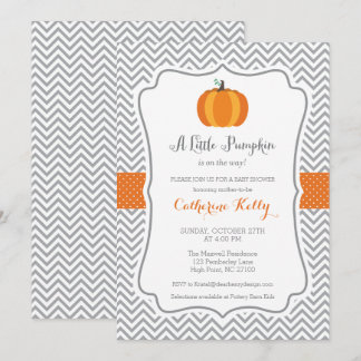 Litte Pumpkin Fall Baby Shower, Orange Neutralt Inbjudningar