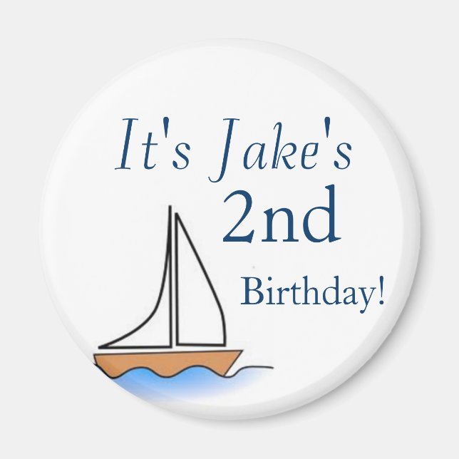 Litte Sailboat Nautical Birthday Magnet (Framsidan)