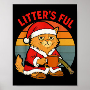 Littens Fulla Katt Jul Kostym Trött Litter Poster