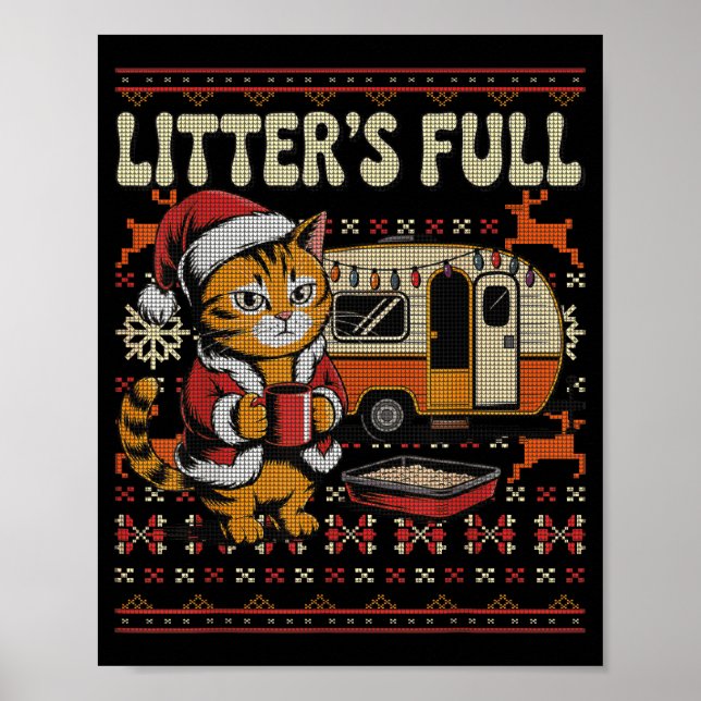 Litter’s Full Cat Parody Cat Owner Christmas Ugly  Poster (Framsidan)