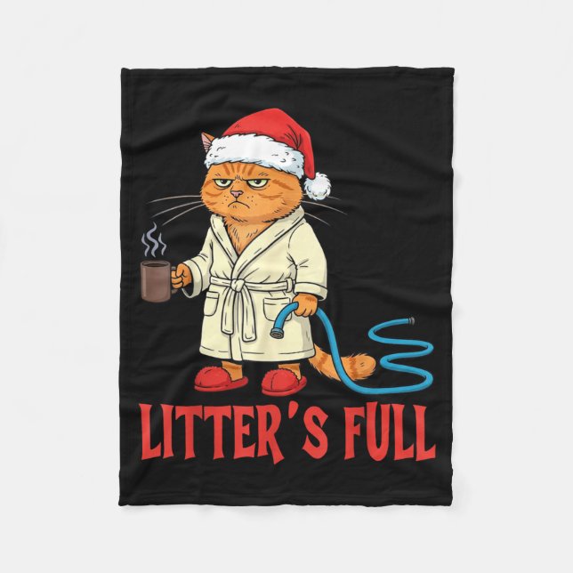 Litter’s Full Funny Cat Lovers Christmas Xmas  Fleecefilt (Framsidan)