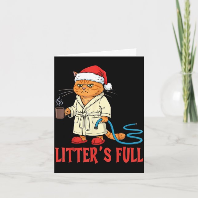 Litter’s Full Funny Cat Lovers Christmas Xmas  Kort (Framsida)