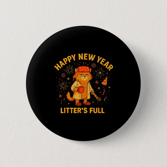 Litter’s Full Funny Cat Lovers Happy New Year  Knapp (Framsida)