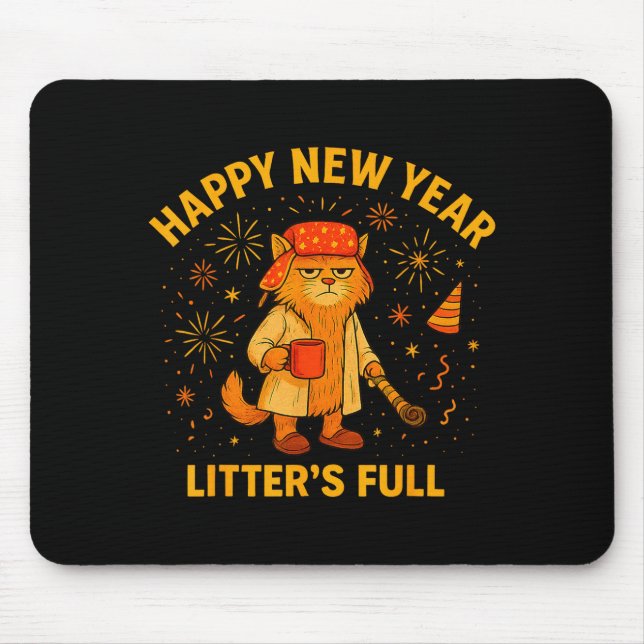 Litter’s Full Funny Cat Lovers Happy New Year  Musmatta (Framsidan)