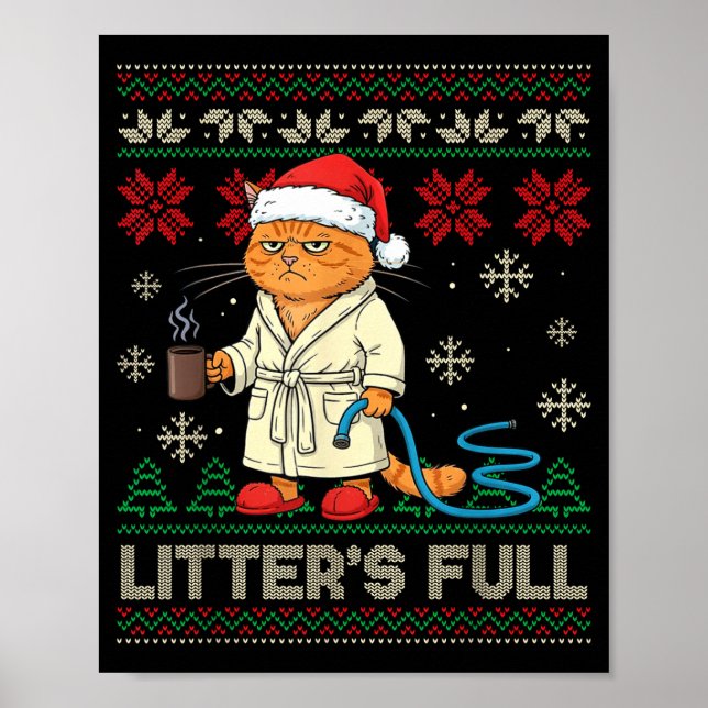 Litter’s Full Funny Cat Lovers Ugly Christmas Swea Poster (Framsidan)
