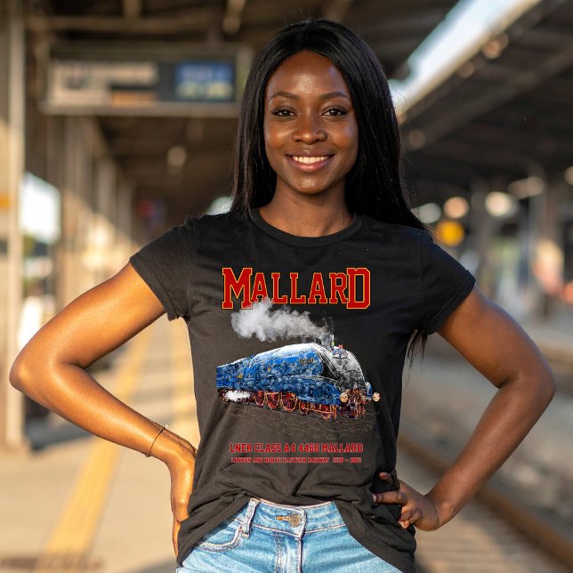 Littera A4 Mallard - Världens Snabbaste Ånglok T Shirt (Class A4 Mallard - World Fastest Steam Locomotive. Womens Basic T-Shirt)