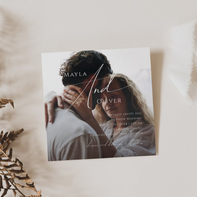 Litteraliskt minimalistiskt skript Fyrkantigt foto Inbjudningar (Skapare uppladdad)