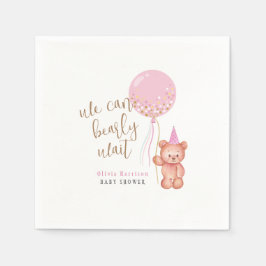 Litteralistisk Rosa av Nalle Blegon Baby Shower Pappersservett