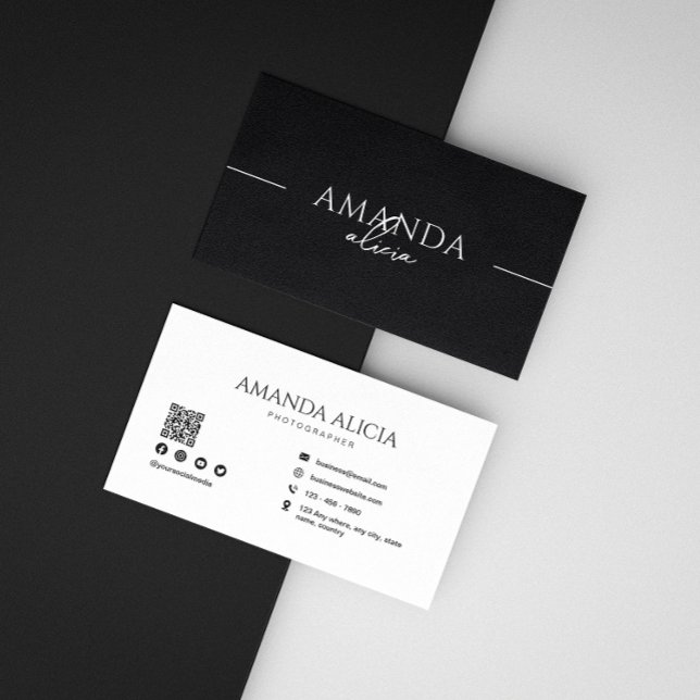 Litteralistisk svart vit QR-kod för fotoskrivare Visitkort (Skapare uppladdad)