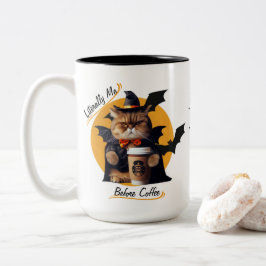 Litteralt jag före kaffe - Cute Halloween Cat Två-Tonad Mugg