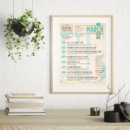 Litterär kalender Mars-plansch Poster
