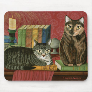 Litterära katter Poe, tusan, konst Mousepad för Musmatta