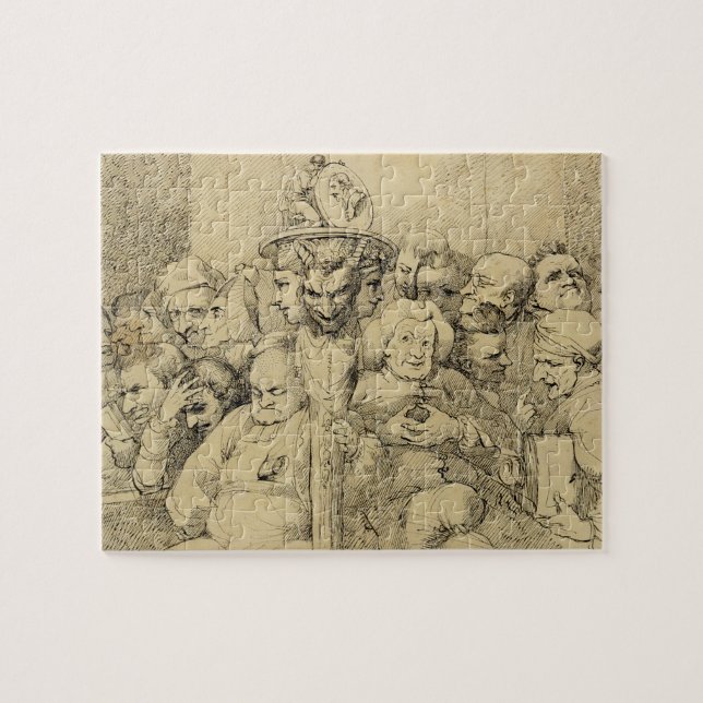 Litterära tecken som är församlade runt om pussel (Horisontell)