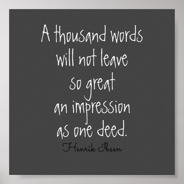 litterärt citat av tusen ord Ibsen på grått Poster (Framsidan)