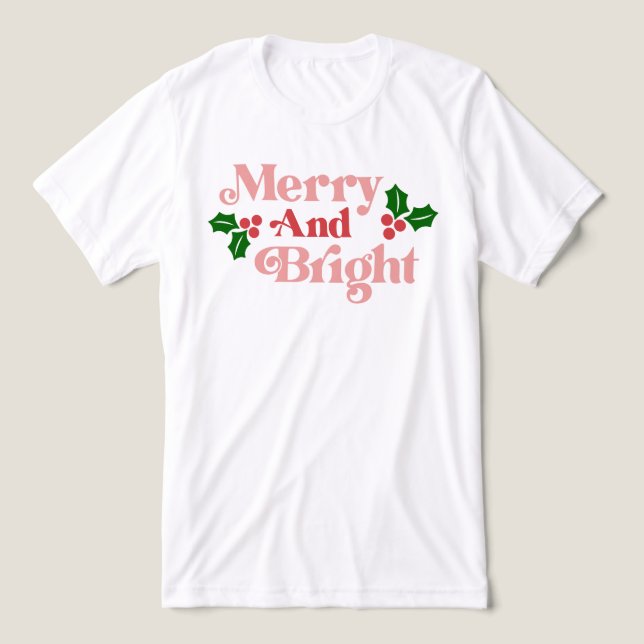 Litteratur för merry och Bright - klassisk Helgdag T Shirt (Design Framsida)