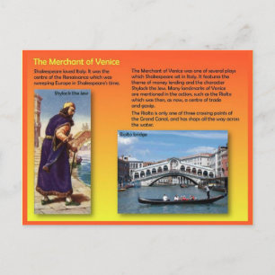 Litteratur Shakespeare, köpman av Venedig Vykort