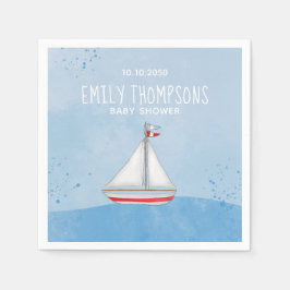 Litteraturaktig vattenfärgsvit Nautical Frakt Whim Pappersservett