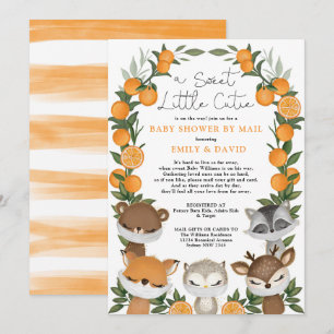 Litteraturdjur Citrus Orange Baby Shower by Mail Inbjudningar