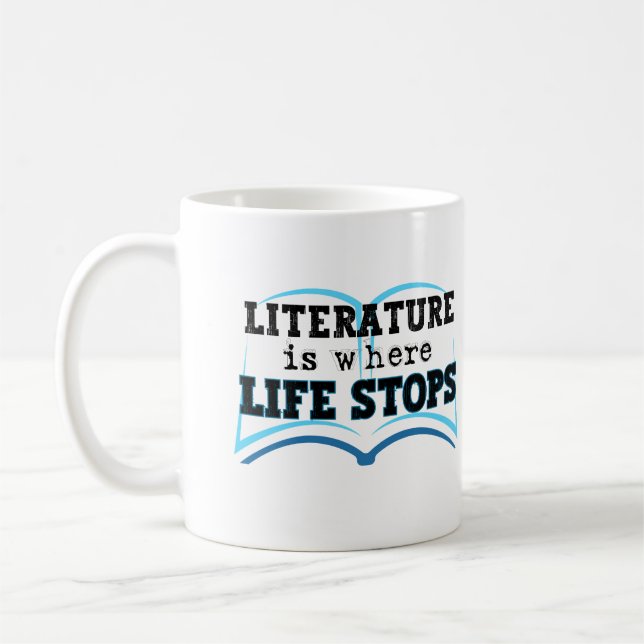 Litteraturen är där livet STOP:s.w. Kaffemugg (Vänster)
