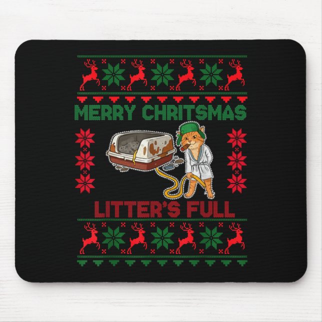 Litter's Full Merry Christmas Funny Cat Lover Ugly Musmatta (Framsidan)