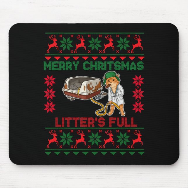 Litter's Full Merry Christmas Funny Cat Lover Ugly Musmatta (Framsidan)