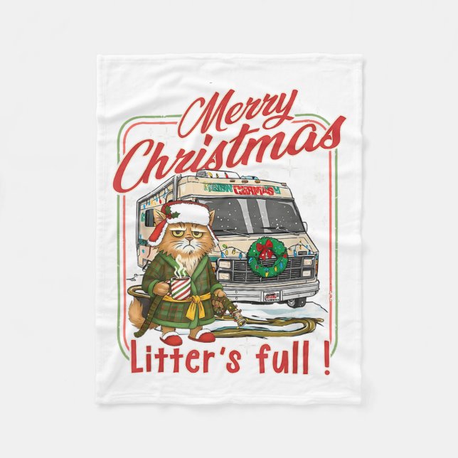 Litter's Full Merry Christmas Funny Cat Lovers Hol Fleecefilt (Framsidan)